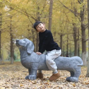 Outdoor Dog Statue Bench for Home Decor Patio